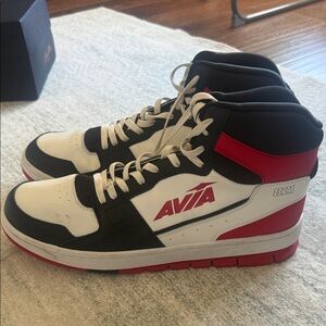 Like new Avia 821 Men's High-Top Sneakers in White/Black/Red size 16